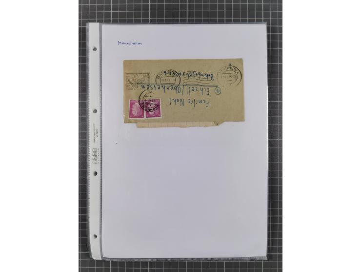 1934/45, ca. 58 Briefe und Karten, dabei 16 mit Propagandastempeln “Wer behauptet, Deutschland sei am Kriege schuld”, “Zu den