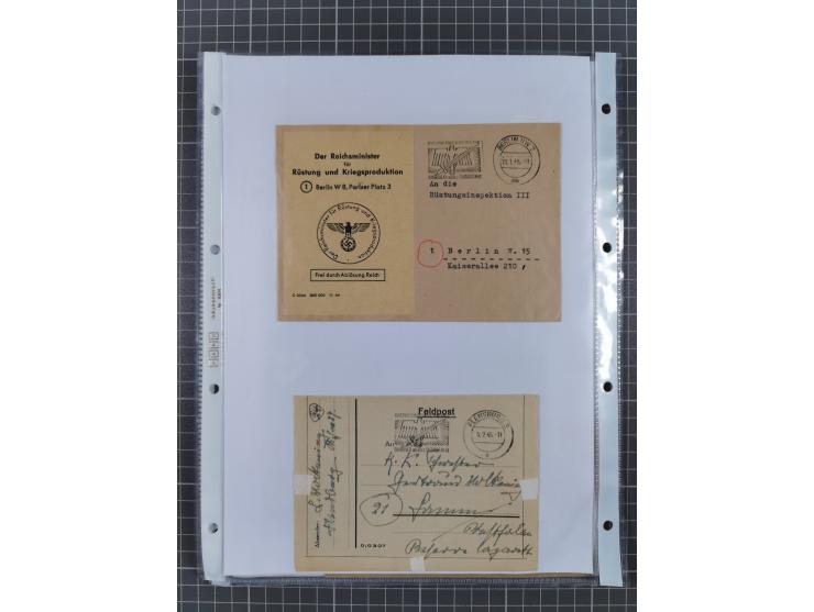 1934/45, ca. 58 Briefe und Karten, dabei 16 mit Propagandastempeln “Wer behauptet, Deutschland sei am Kriege schuld”, “Zu den