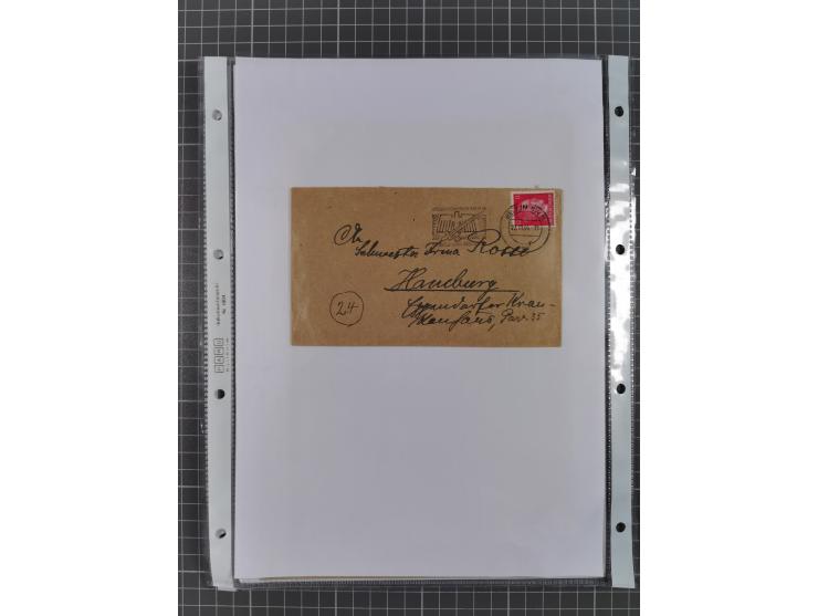 1934/45, ca. 58 Briefe und Karten, dabei 16 mit Propagandastempeln “Wer behauptet, Deutschland sei am Kriege schuld”, “Zu den