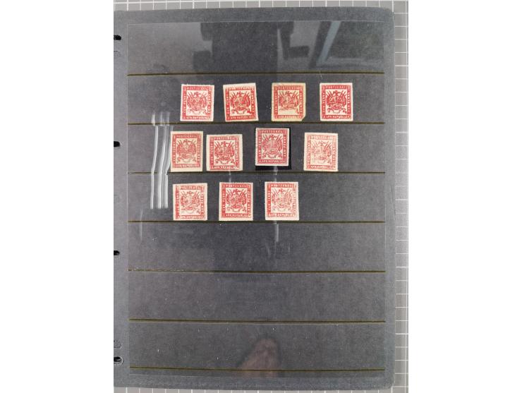 1870/83, Collection on eight pages starting first issues, imperf and rouletted stamps with a wide range of colour shades, dif