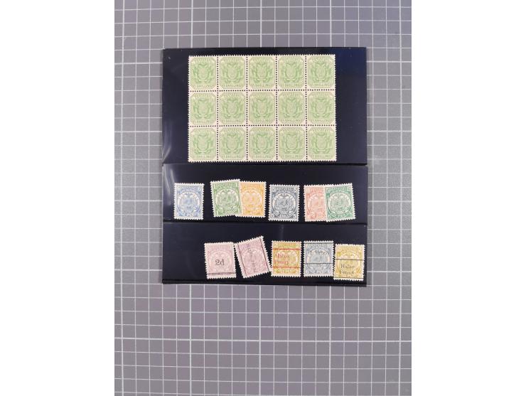 1903/10, Collection on ten stock cards including King Edward VII set of 12, ½ d. to 10 s. black and purple on red overprinted