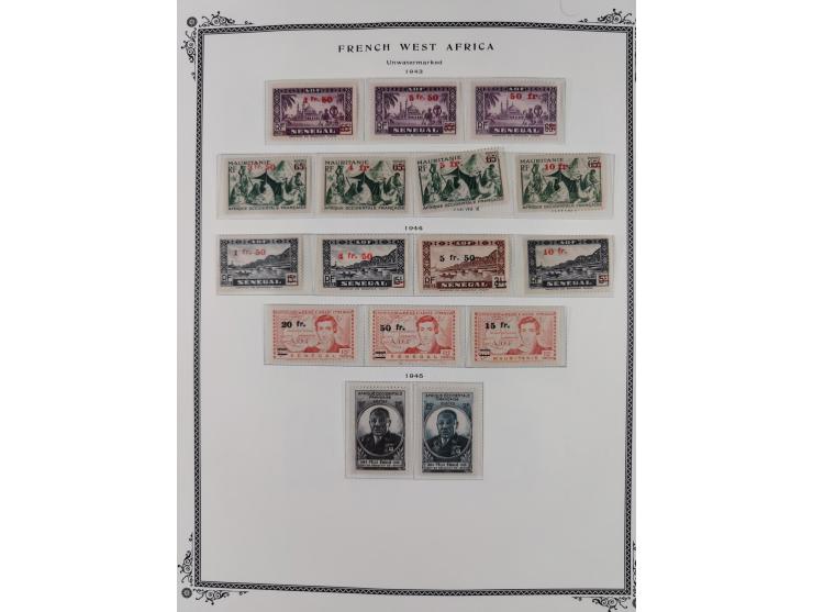 1943/58, Collection on 12 Scott album leaves, mint never hinged, starting uprated and overprinted issues, air mail issues, ma