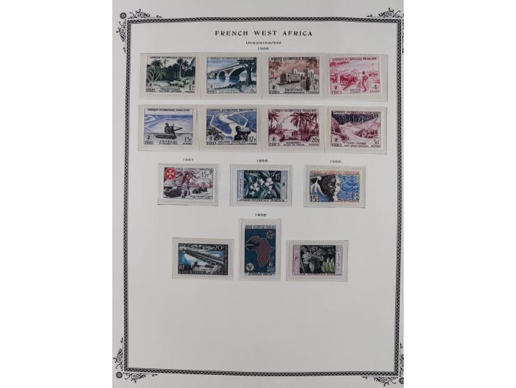 1943/58, Collection on 12 Scott album leaves, mint never hinged, starting uprated and overprinted issues, air mail issues, ma