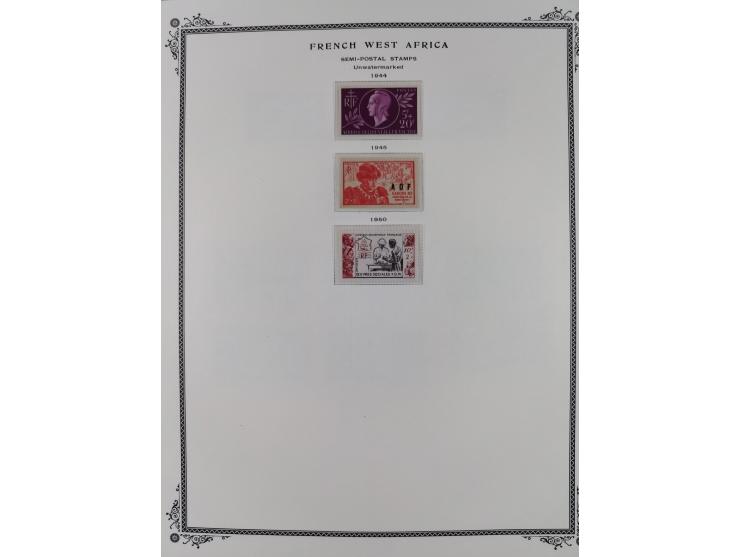 1943/58, Collection on 12 Scott album leaves, mint never hinged, starting uprated and overprinted issues, air mail issues, ma