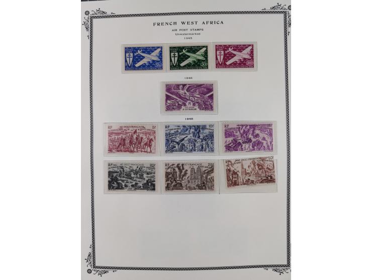 1943/58, Collection on 12 Scott album leaves, mint never hinged, starting uprated and overprinted issues, air mail issues, ma