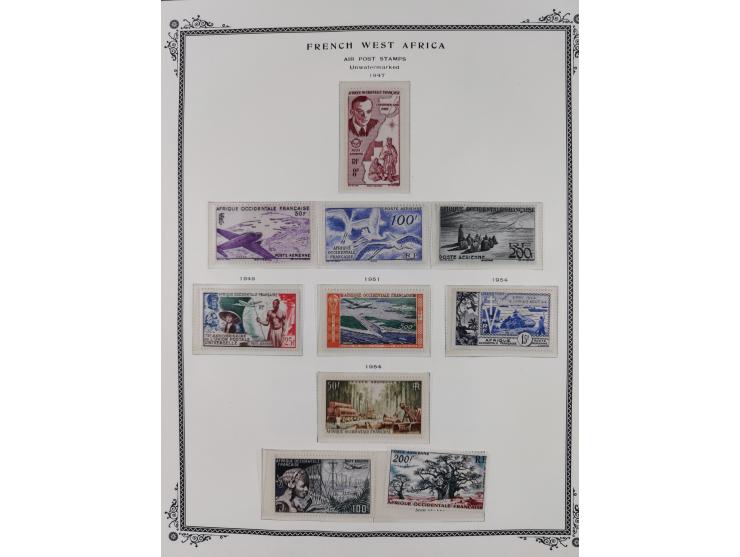 1943/58, Collection on 12 Scott album leaves, mint never hinged, starting uprated and overprinted issues, air mail issues, ma