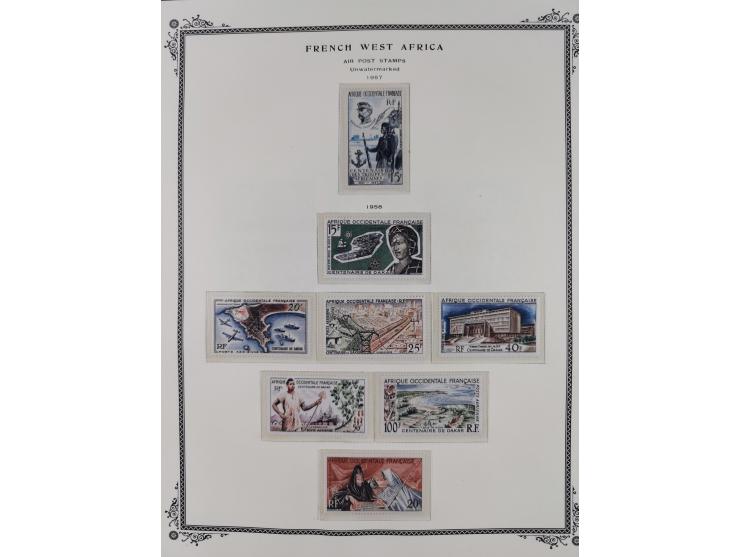 1943/58, Collection on 12 Scott album leaves, mint never hinged, starting uprated and overprinted issues, air mail issues, ma