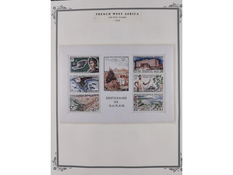 1943/58, Collection on 12 Scott album leaves, mint never hinged, starting uprated and overprinted issues, air mail issues, ma