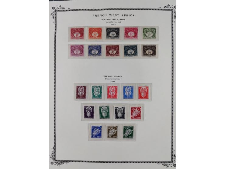 1943/58, Collection on 12 Scott album leaves, mint never hinged, starting uprated and overprinted issues, air mail issues, ma