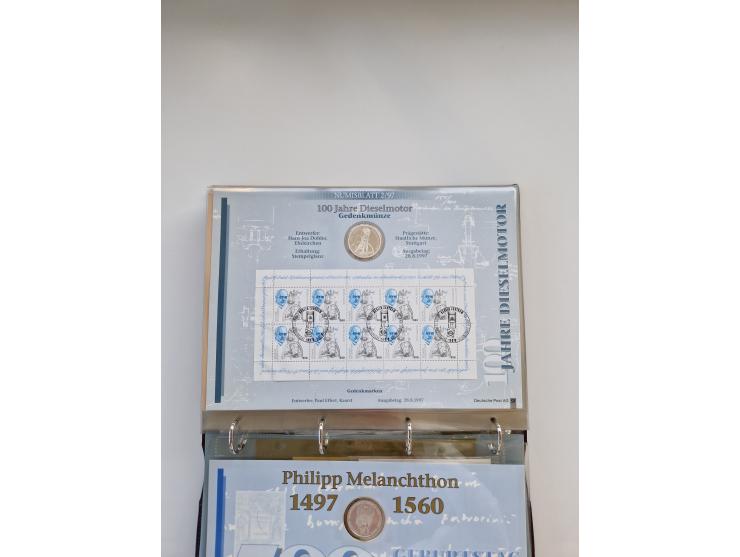 BRD: 1997/2023, Sammlung der Numisblätter von 1/1997 bis 5/2023, dabei Silbermünzen 10 DM (25), 10 € (101), 20 € (38) und 25 