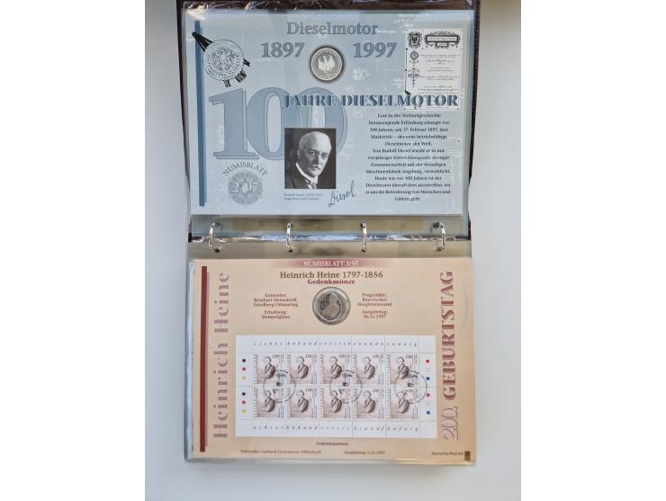 BRD: 1997/2023, Sammlung der Numisblätter von 1/1997 bis 5/2023, dabei Silbermünzen 10 DM (25), 10 € (101), 20 € (38) und 25 