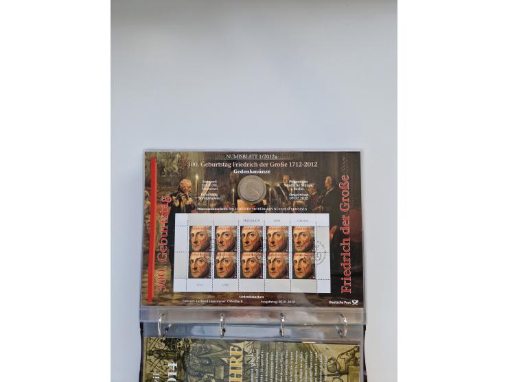 BRD: 1997/2023, Sammlung der Numisblätter von 1/1997 bis 5/2023, dabei Silbermünzen 10 DM (25), 10 € (101), 20 € (38) und 25 