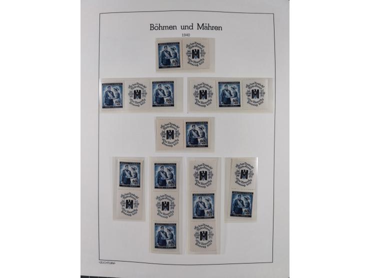 1939/45, postfrische und winzig ungebrauchte/gestempelte Sammlung mit vielen kompletten Gebieten, dabei Böhmen und Mähren mit