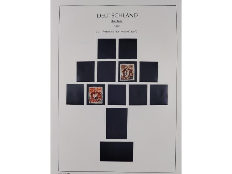 1947/59, in den Hauptnummern komplette Sammlung inkl. Dienstmarken, dabei viele Zwischenstegpaare, Hochwasserblockpaar sign. 