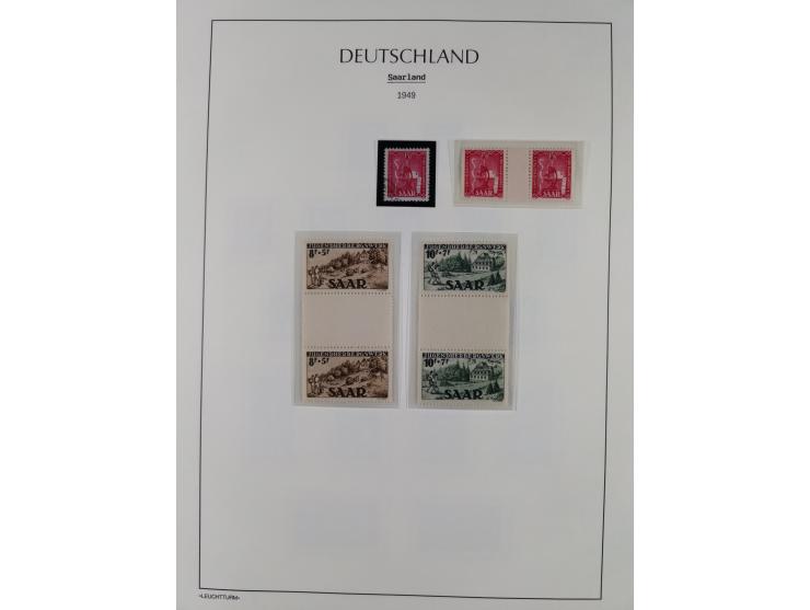 1947/59, in den Hauptnummern komplette Sammlung inkl. Dienstmarken, dabei viele Zwischenstegpaare, Hochwasserblockpaar sign. 