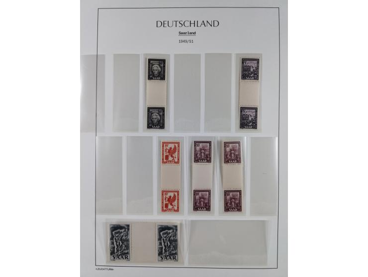 1947/59, in den Hauptnummern komplette Sammlung inkl. Dienstmarken, dabei viele Zwischenstegpaare, Hochwasserblockpaar sign. 