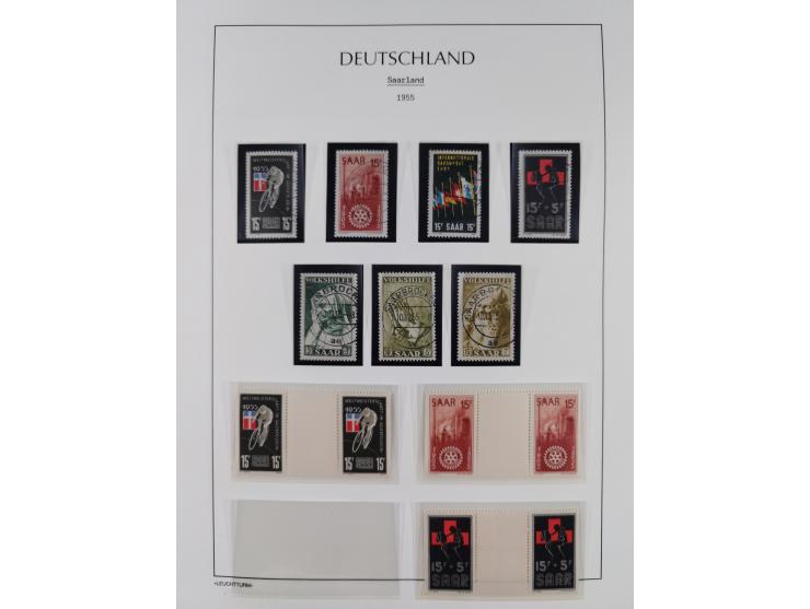 1947/59, in den Hauptnummern komplette Sammlung inkl. Dienstmarken, dabei viele Zwischenstegpaare, Hochwasserblockpaar sign. 