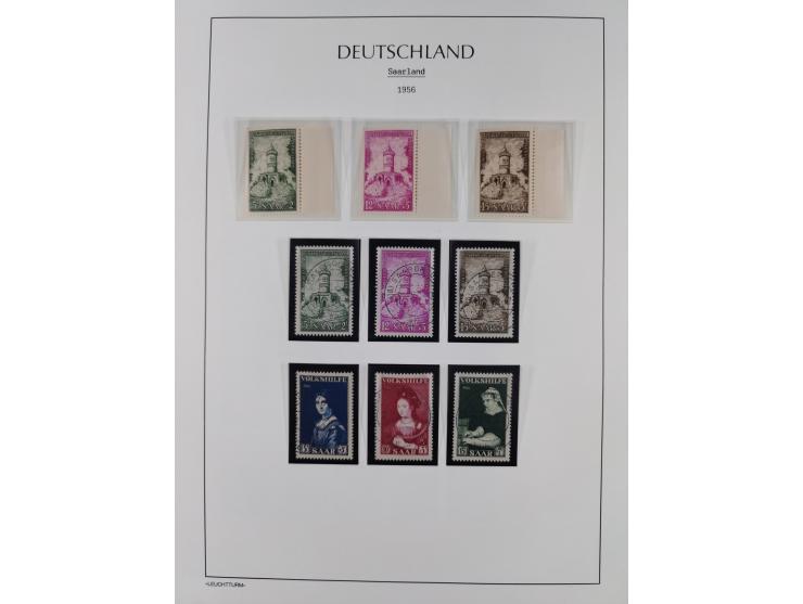 1947/59, in den Hauptnummern komplette Sammlung inkl. Dienstmarken, dabei viele Zwischenstegpaare, Hochwasserblockpaar sign. 