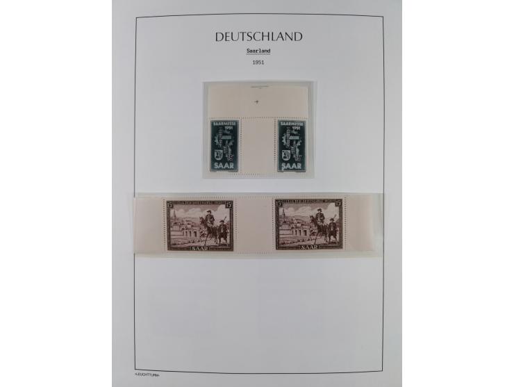 1947/59, in den Hauptnummern komplette Sammlung inkl. Dienstmarken, dabei viele Zwischenstegpaare, Hochwasserblockpaar sign. 