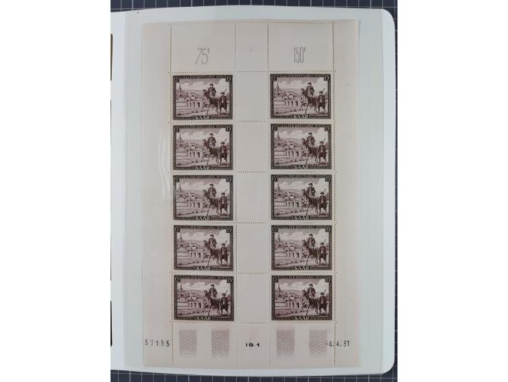 1947/59, in den Hauptnummern komplette Sammlung inkl. Dienstmarken, dabei viele Zwischenstegpaare, Hochwasserblockpaar sign. 