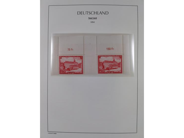 1947/59, in den Hauptnummern komplette Sammlung inkl. Dienstmarken, dabei viele Zwischenstegpaare, Hochwasserblockpaar sign. 