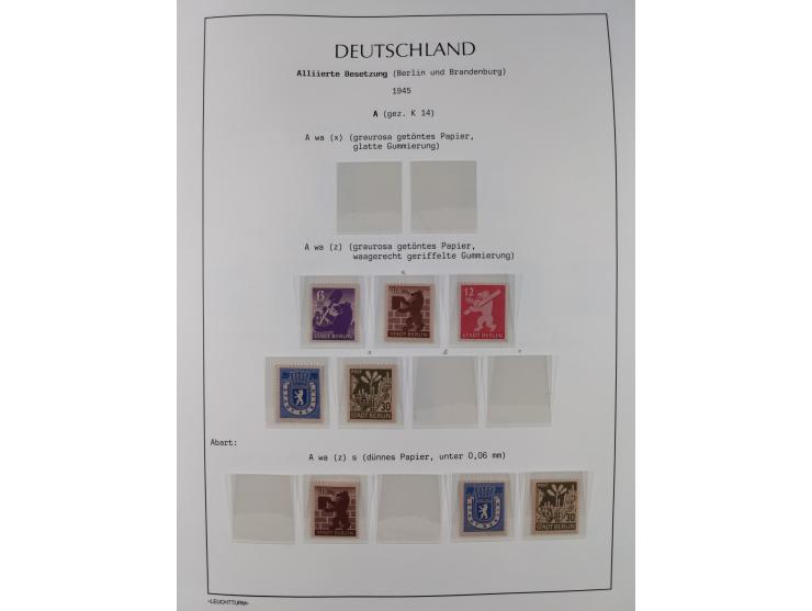 1945/49, meist postfrische Sammlung, dabei viele komplette Ausgaben, u.a. Mi.-Nr. 95AXatUs (2), Bl. 1x Bogenecke, Bl. 3-5, Bl