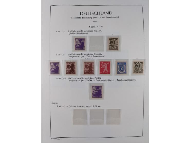 1945/49, meist postfrische Sammlung, dabei viele komplette Ausgaben, u.a. Mi.-Nr. 95AXatUs (2), Bl. 1x Bogenecke, Bl. 3-5, Bl