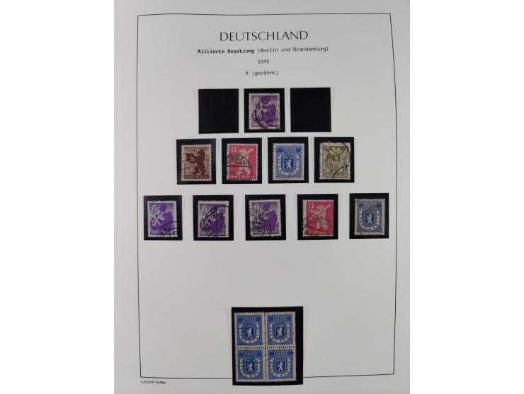 1945/49, meist postfrische Sammlung, dabei viele komplette Ausgaben, u.a. Mi.-Nr. 95AXatUs (2), Bl. 1x Bogenecke, Bl. 3-5, Bl