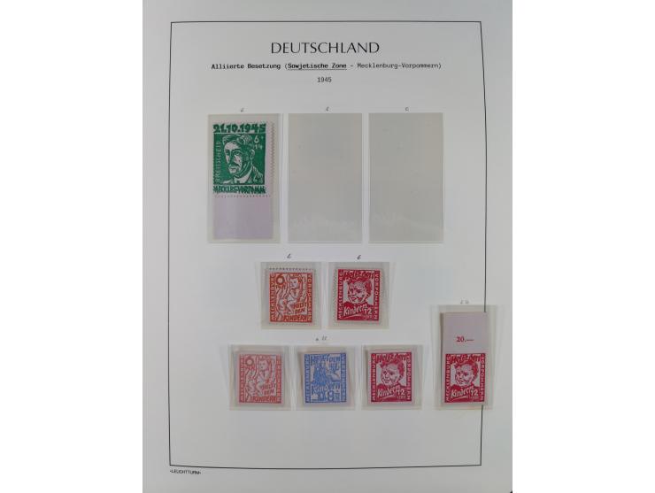 1945/49, meist postfrische Sammlung, dabei viele komplette Ausgaben, u.a. Mi.-Nr. 95AXatUs (2), Bl. 1x Bogenecke, Bl. 3-5, Bl
