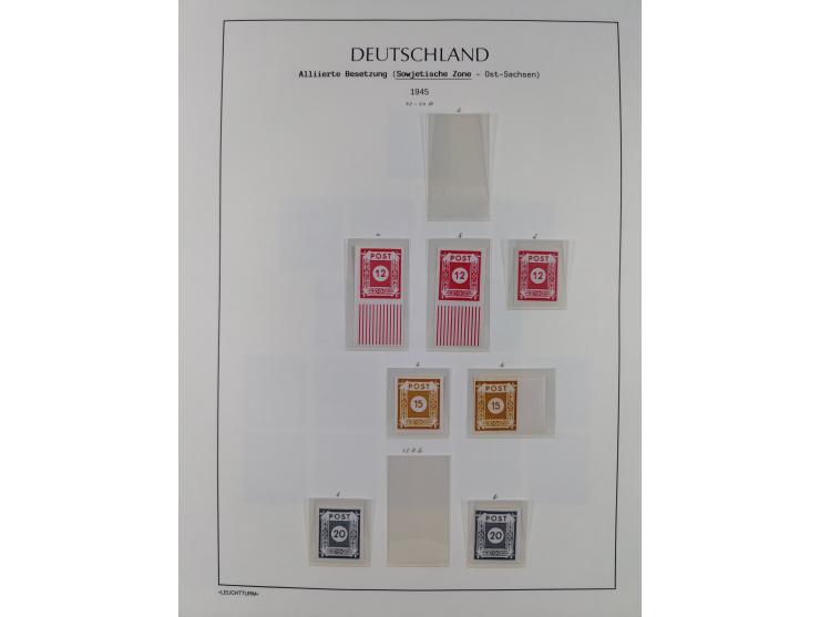 1945/49, meist postfrische Sammlung, dabei viele komplette Ausgaben, u.a. Mi.-Nr. 95AXatUs (2), Bl. 1x Bogenecke, Bl. 3-5, Bl