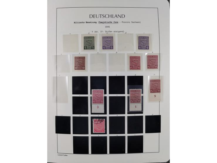 1945/49, meist postfrische Sammlung, dabei viele komplette Ausgaben, u.a. Mi.-Nr. 95AXatUs (2), Bl. 1x Bogenecke, Bl. 3-5, Bl