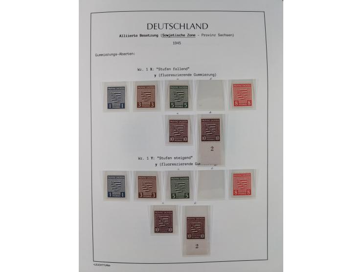1945/49, meist postfrische Sammlung, dabei viele komplette Ausgaben, u.a. Mi.-Nr. 95AXatUs (2), Bl. 1x Bogenecke, Bl. 3-5, Bl