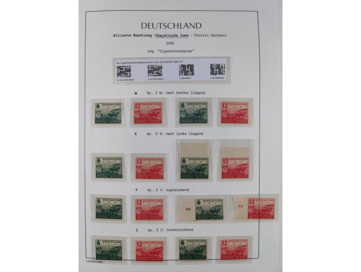 1945/49, meist postfrische Sammlung, dabei viele komplette Ausgaben, u.a. Mi.-Nr. 95AXatUs (2), Bl. 1x Bogenecke, Bl. 3-5, Bl