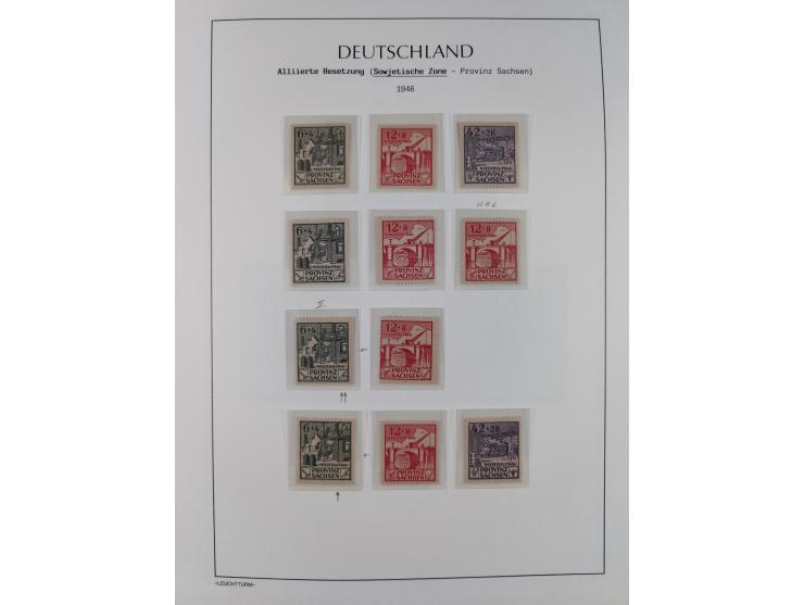 1945/49, meist postfrische Sammlung, dabei viele komplette Ausgaben, u.a. Mi.-Nr. 95AXatUs (2), Bl. 1x Bogenecke, Bl. 3-5, Bl
