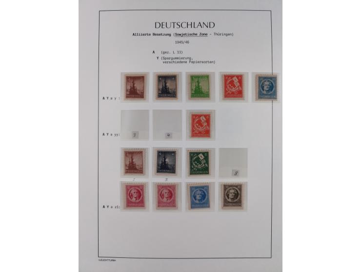 1945/49, meist postfrische Sammlung, dabei viele komplette Ausgaben, u.a. Mi.-Nr. 95AXatUs (2), Bl. 1x Bogenecke, Bl. 3-5, Bl