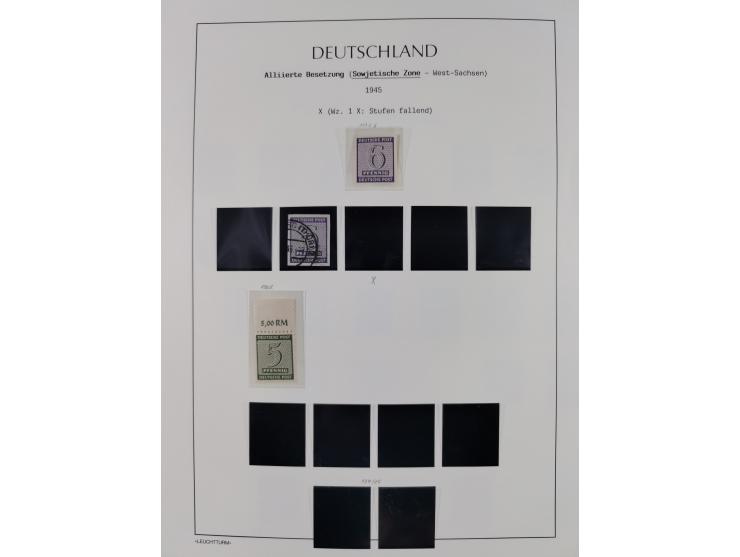 1945/49, meist postfrische Sammlung, dabei viele komplette Ausgaben, u.a. Mi.-Nr. 95AXatUs (2), Bl. 1x Bogenecke, Bl. 3-5, Bl