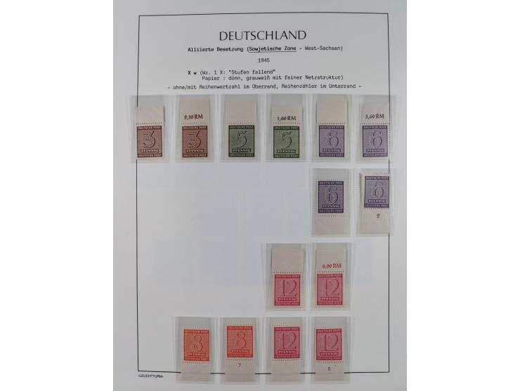 1945/49, meist postfrische Sammlung, dabei viele komplette Ausgaben, u.a. Mi.-Nr. 95AXatUs (2), Bl. 1x Bogenecke, Bl. 3-5, Bl