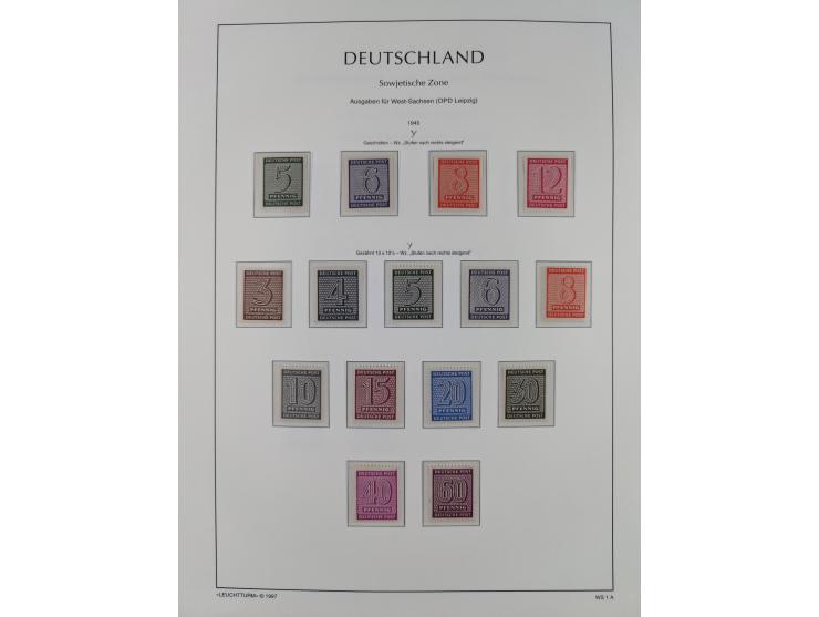 1945/49, meist postfrische Sammlung, dabei viele komplette Ausgaben, u.a. Mi.-Nr. 95AXatUs (2), Bl. 1x Bogenecke, Bl. 3-5, Bl