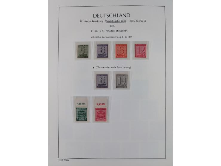 1945/49, meist postfrische Sammlung, dabei viele komplette Ausgaben, u.a. Mi.-Nr. 95AXatUs (2), Bl. 1x Bogenecke, Bl. 3-5, Bl