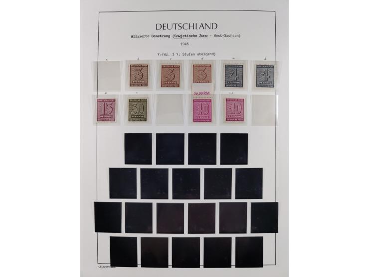 1945/49, meist postfrische Sammlung, dabei viele komplette Ausgaben, u.a. Mi.-Nr. 95AXatUs (2), Bl. 1x Bogenecke, Bl. 3-5, Bl