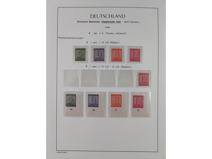 1945/49, meist postfrische Sammlung, dabei viele komplette Ausgaben, u.a. Mi.-Nr. 95AXatUs (2), Bl. 1x Bogenecke, Bl. 3-5, Bl