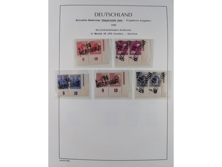 1945/49, meist postfrische Sammlung, dabei viele komplette Ausgaben, u.a. Mi.-Nr. 95AXatUs (2), Bl. 1x Bogenecke, Bl. 3-5, Bl
