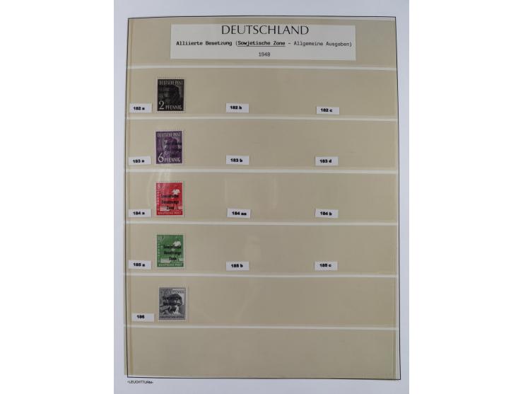 1945/49, meist postfrische Sammlung, dabei viele komplette Ausgaben, u.a. Mi.-Nr. 95AXatUs (2), Bl. 1x Bogenecke, Bl. 3-5, Bl