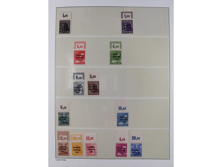 1945/49, meist postfrische Sammlung, dabei viele komplette Ausgaben, u.a. Mi.-Nr. 95AXatUs (2), Bl. 1x Bogenecke, Bl. 3-5, Bl