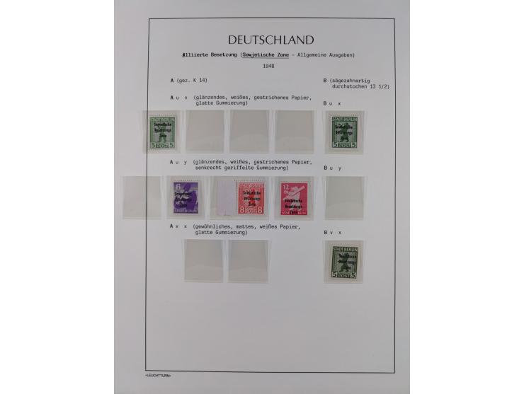 1945/49, meist postfrische Sammlung, dabei viele komplette Ausgaben, u.a. Mi.-Nr. 95AXatUs (2), Bl. 1x Bogenecke, Bl. 3-5, Bl