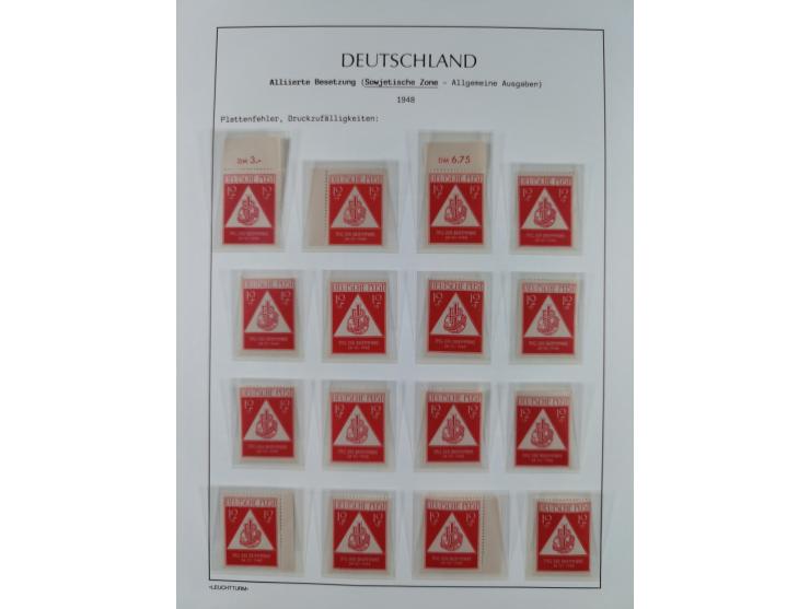 1945/49, meist postfrische Sammlung, dabei viele komplette Ausgaben, u.a. Mi.-Nr. 95AXatUs (2), Bl. 1x Bogenecke, Bl. 3-5, Bl