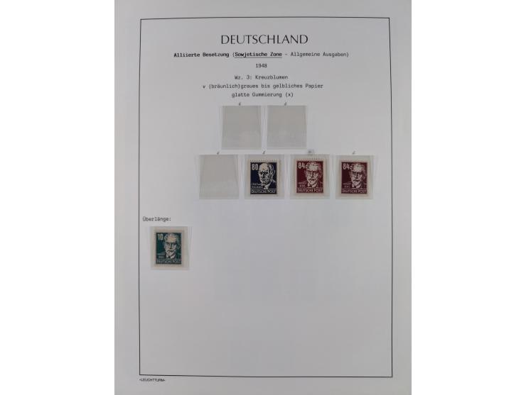 1945/49, meist postfrische Sammlung, dabei viele komplette Ausgaben, u.a. Mi.-Nr. 95AXatUs (2), Bl. 1x Bogenecke, Bl. 3-5, Bl