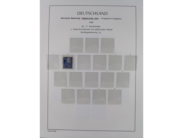 1945/49, meist postfrische Sammlung, dabei viele komplette Ausgaben, u.a. Mi.-Nr. 95AXatUs (2), Bl. 1x Bogenecke, Bl. 3-5, Bl