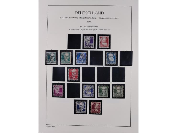 1945/49, meist postfrische Sammlung, dabei viele komplette Ausgaben, u.a. Mi.-Nr. 95AXatUs (2), Bl. 1x Bogenecke, Bl. 3-5, Bl