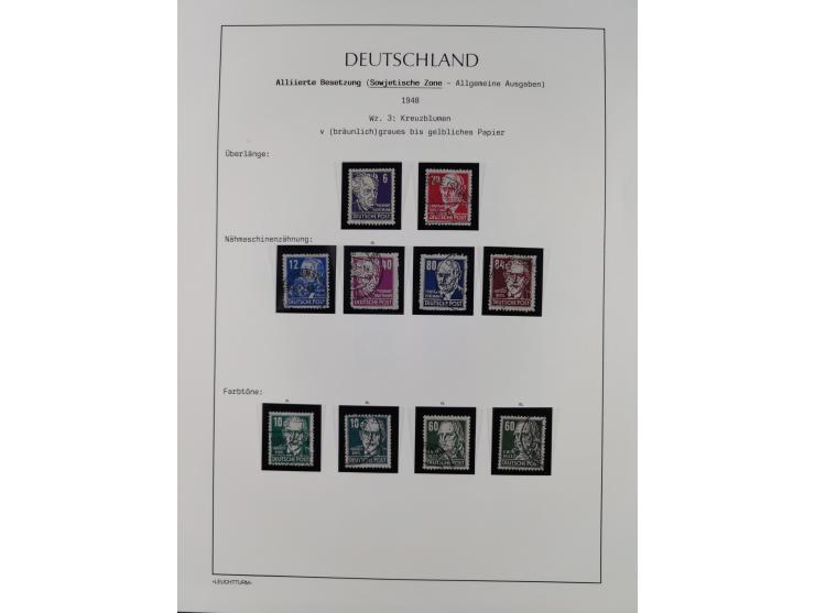 1945/49, meist postfrische Sammlung, dabei viele komplette Ausgaben, u.a. Mi.-Nr. 95AXatUs (2), Bl. 1x Bogenecke, Bl. 3-5, Bl